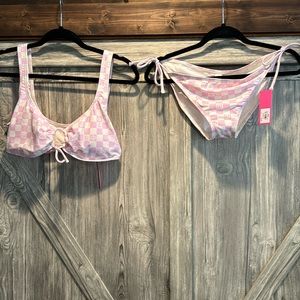 Pink and white bikini. Size large.
